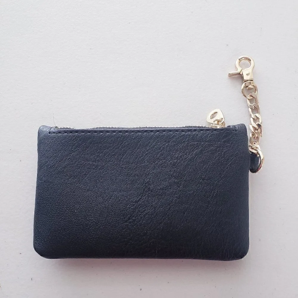 Dune London Black Leather Coin Purse Small 3 x 5 Wallet Gold Hardware